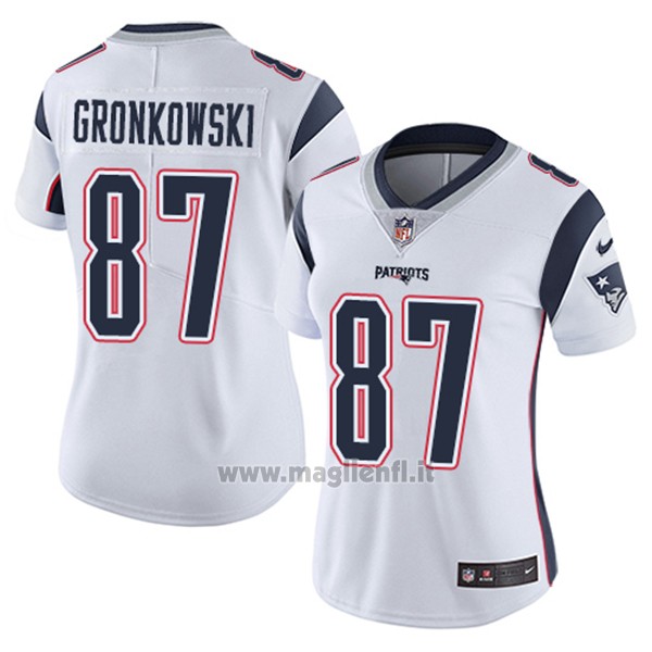 Maglia NFL Limited Donna New England Patriots 87 Gronkowski Bianco